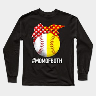 Mom Of Both Softball Baseball Headband Mother's Day Mama Long Sleeve T-Shirt
